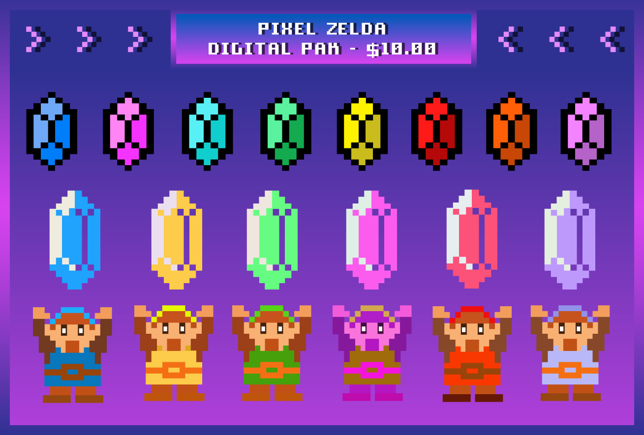 Pixel Zelda Pak | bitZANITY • R3TRO WAV3 ART
